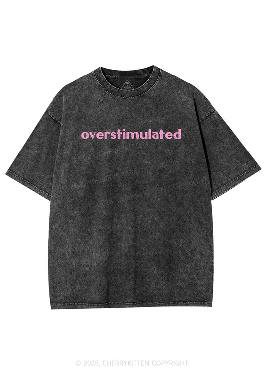 Glitter Overstimulated Y2K Shirts Washed Tee Cherrykitten