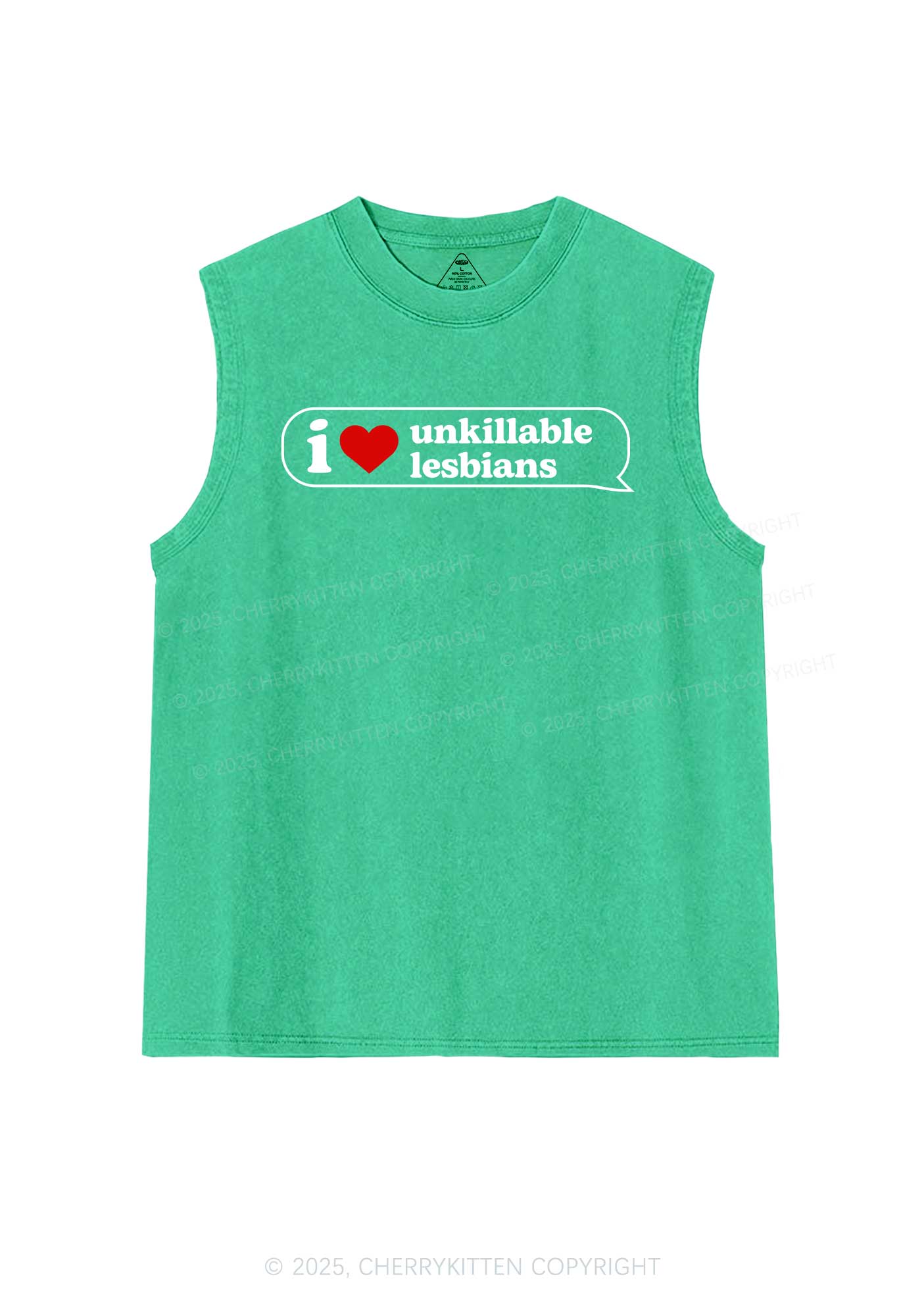 I Love Unkillable Lesbians Pride Y2K Washed Muscle Tank Cherrykitten