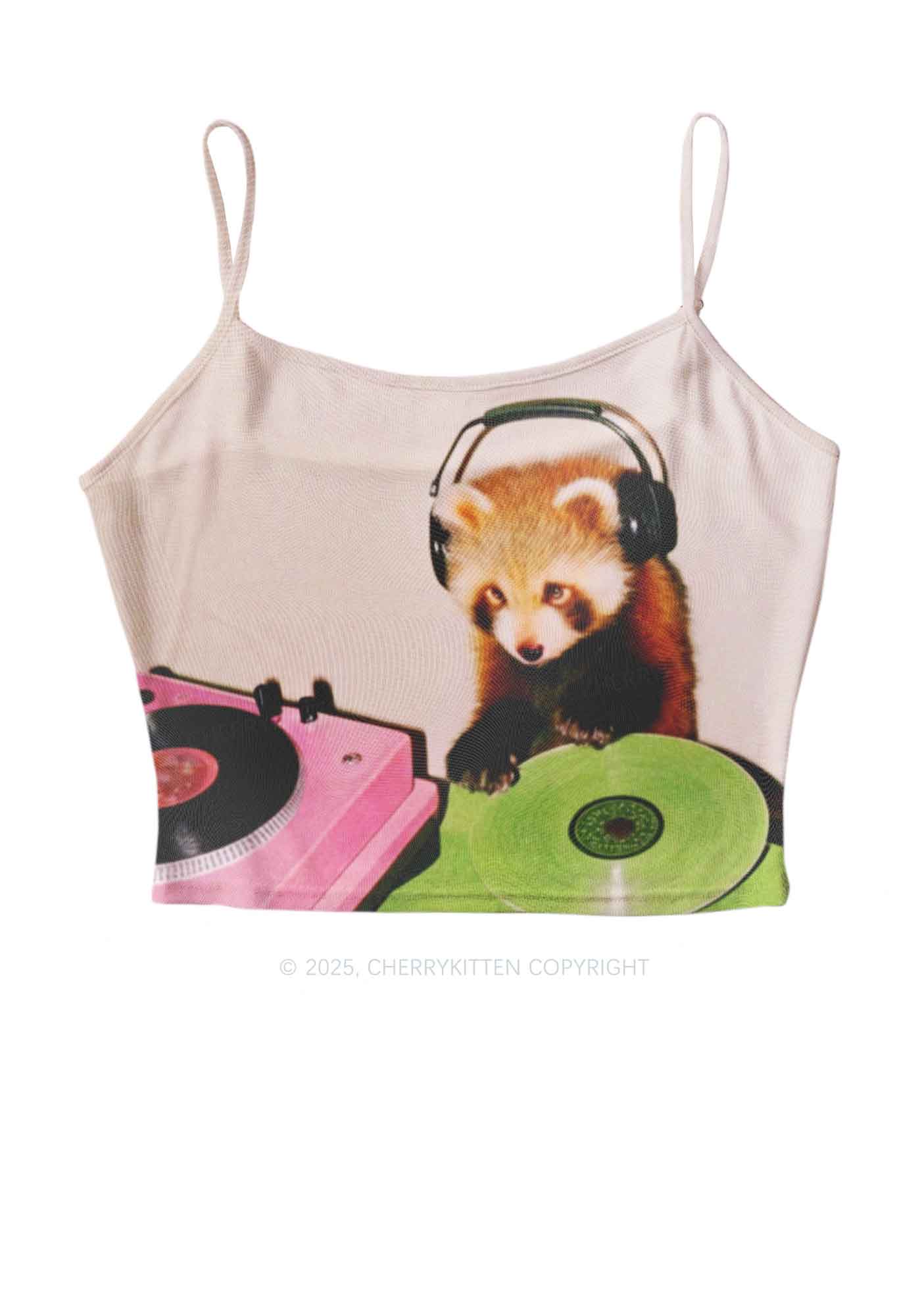 Red Panda DJ Y2K Mesh Cami Tank Cherrykitten
