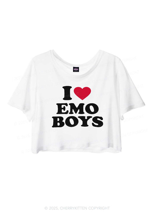 I Love Emo Boys Y2K Sheer Crop Tee Cherrykitten