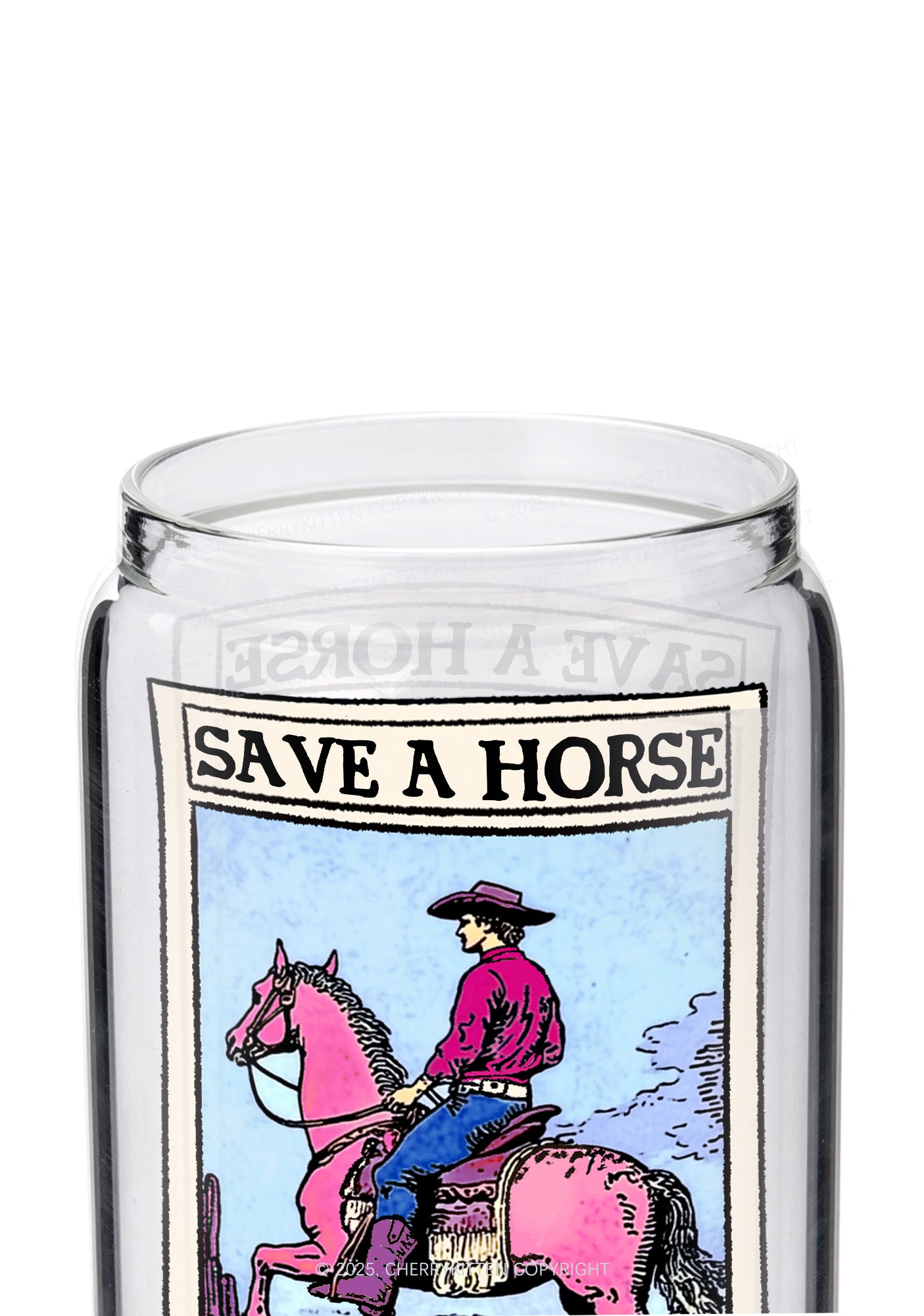 Save Horse Ride Bisexual Pride Y2K Printed Glass Cup Cherrykitten