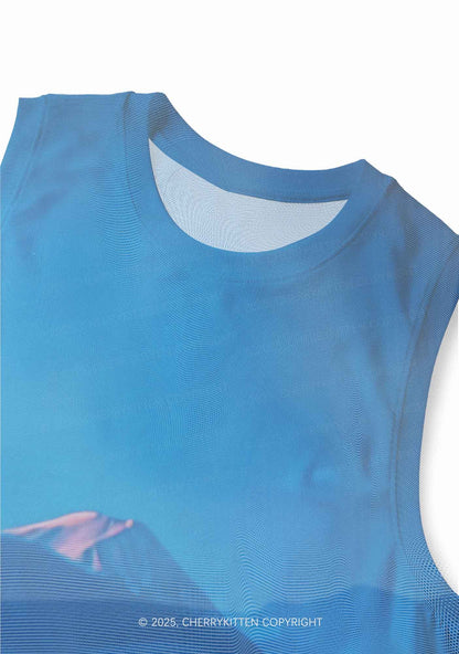 Penguin Reading Book Y2K Mesh Muscle Tank Cherrykitten