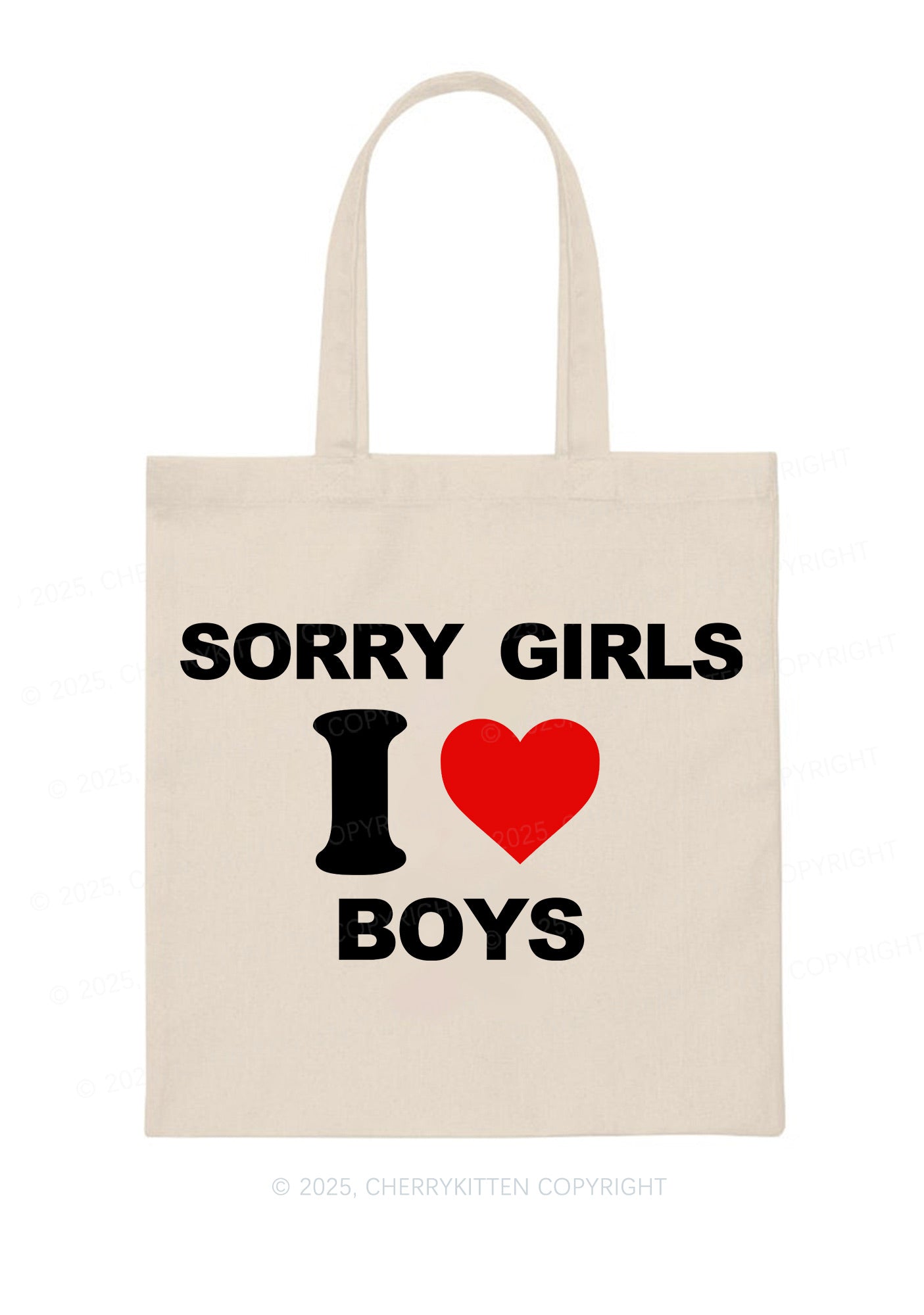 Sorry Girls I Love Boys Pride Y2K Canvas Tote Bag Cherrykitten