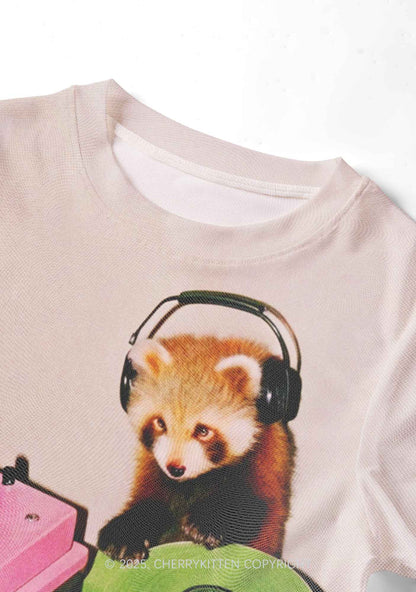 Red Panda DJ Y2K Mesh Crop Top Cherrykitten