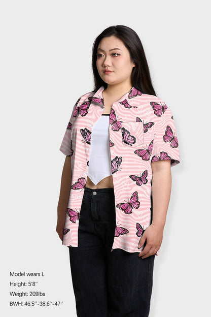 Pink Butterflies Print Shirts