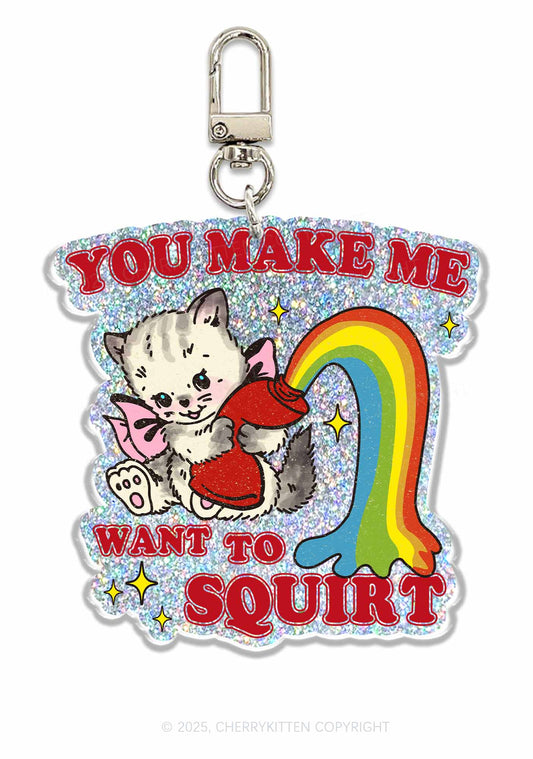 You Make Me Squirt 1Pc Y2K Glitter Keychain Cherrykitten