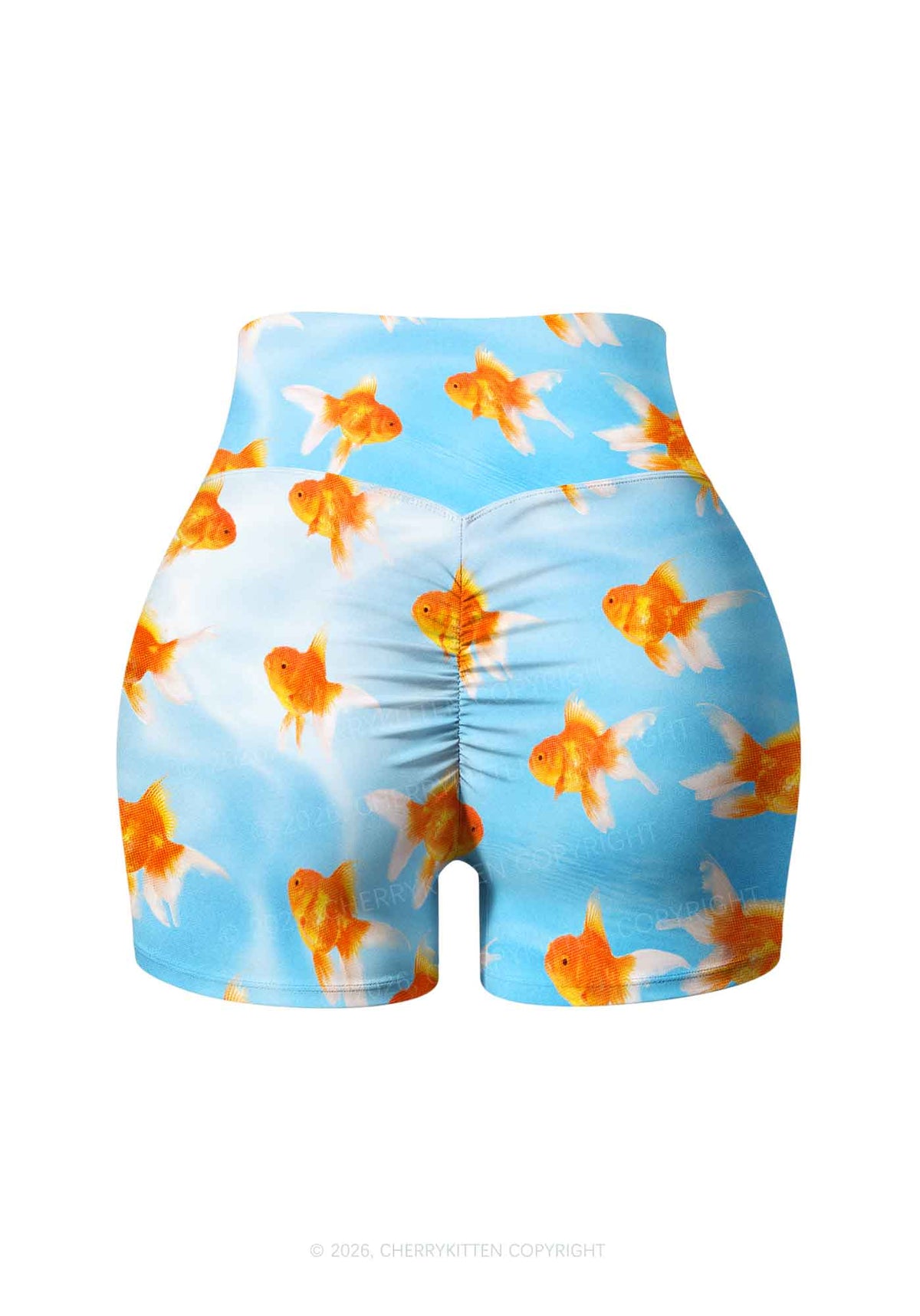 Goldfish Y2K Print Gym Shorts Cherrykitten