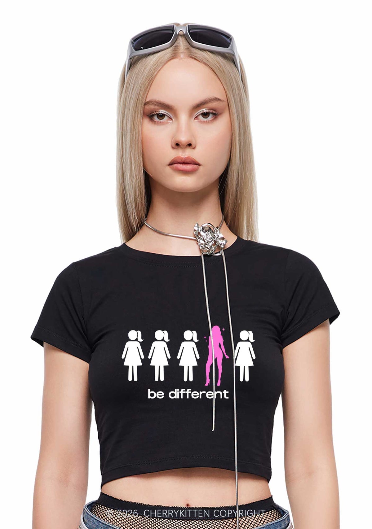 Be Different Girl Y2K Baby Tee Cherrykitten