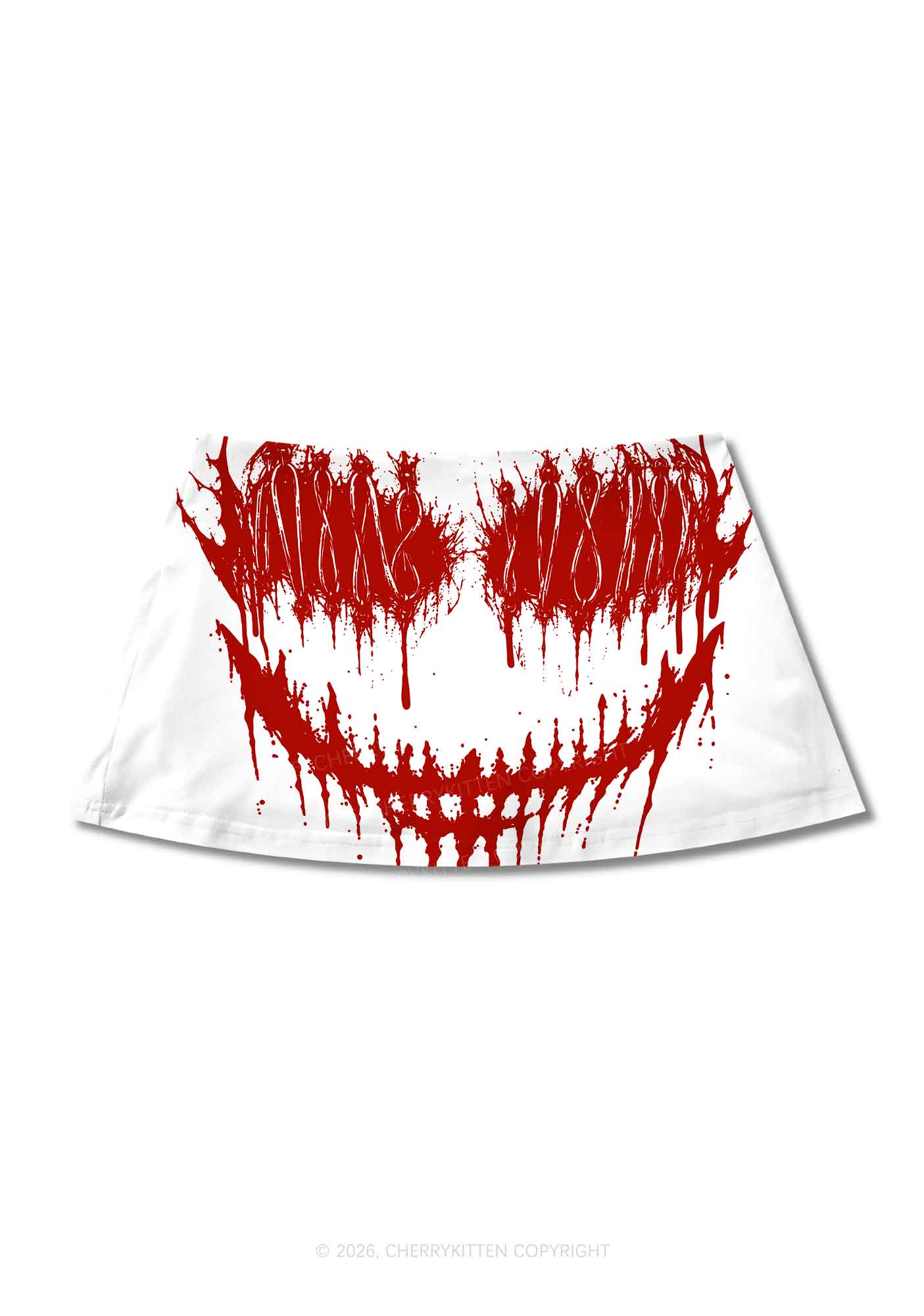 Halloween Blood Drip Face Y2K Print Mini Skirt Cherrykitten