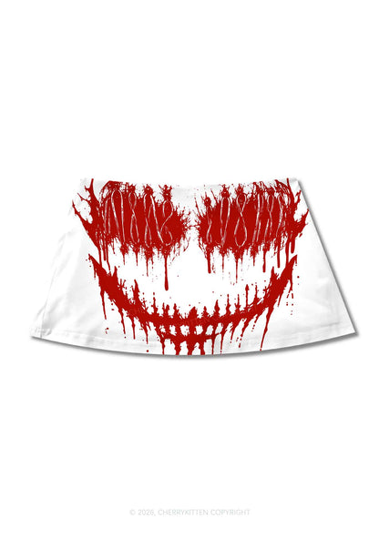 Halloween Blood Drip Face Y2K Print Mini Skirt Cherrykitten