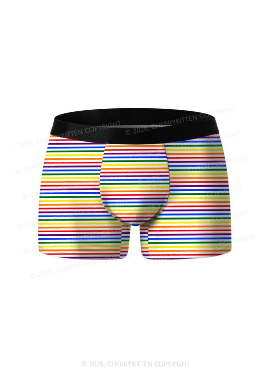 Rainbow Stripes Pride Y2K Print Men Boxer Briefs Cherrykitten
