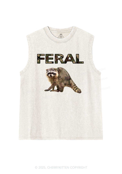 Feral Raccoon Y2K Washed Muscle Tank Cherrykitten