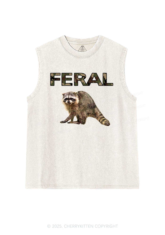 Feral Raccoon Y2K Washed Muscle Tank Cherrykitten
