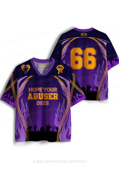 Custom Halloween Hope Your Abuser Dies Y2K Sport Jersey Shirts Cherrykitten