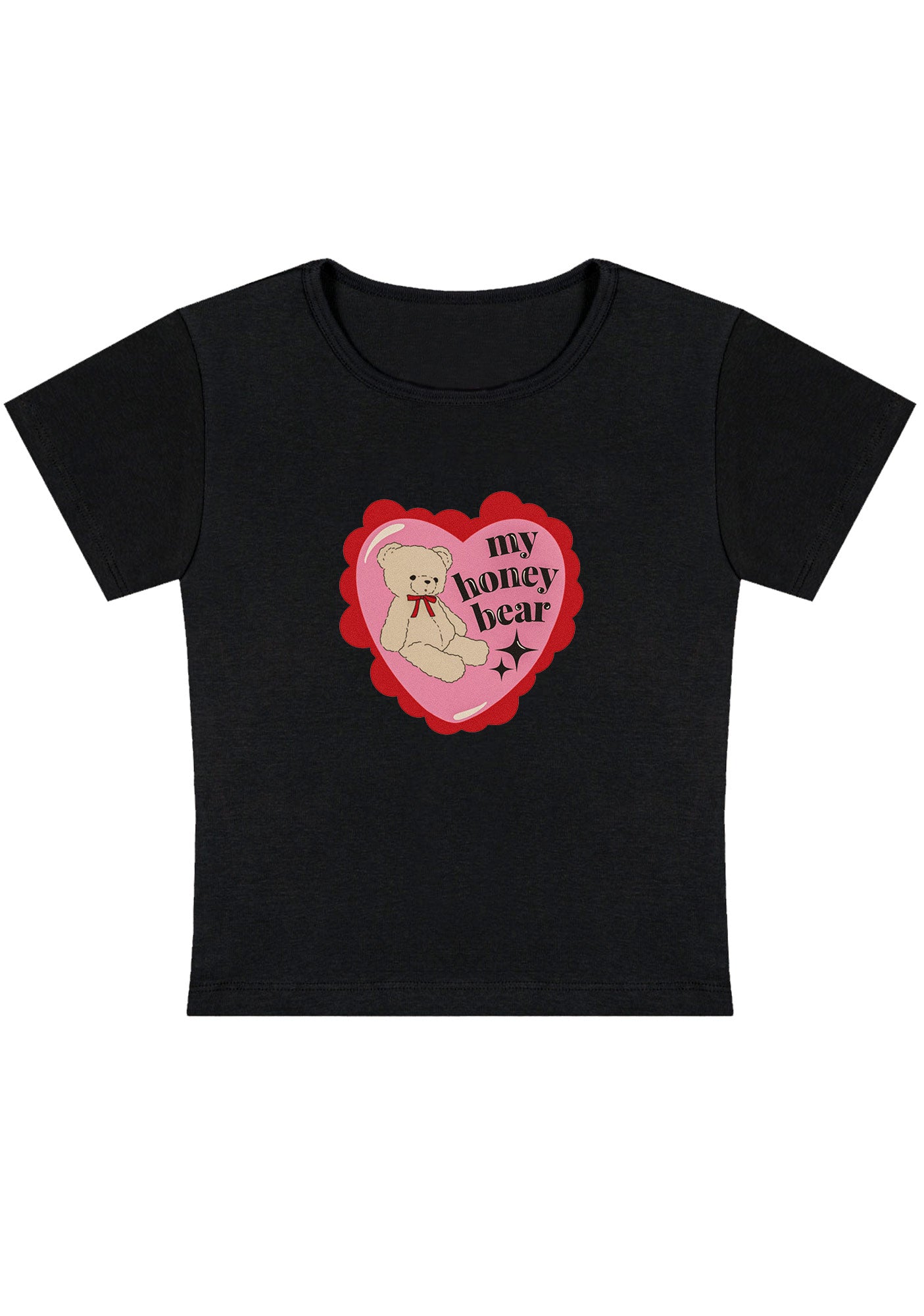 Curvy My Honey Bear Red Heart Baby Tee