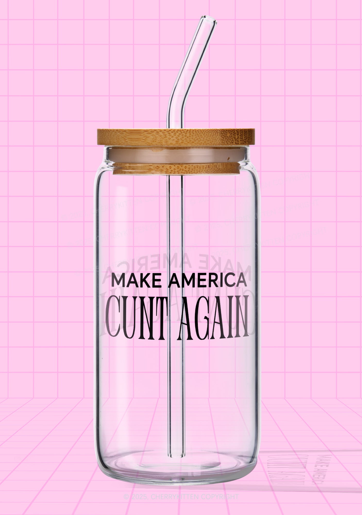 Make America Cxxt Again Y2K Printed Glass Cup Cherrykitten
