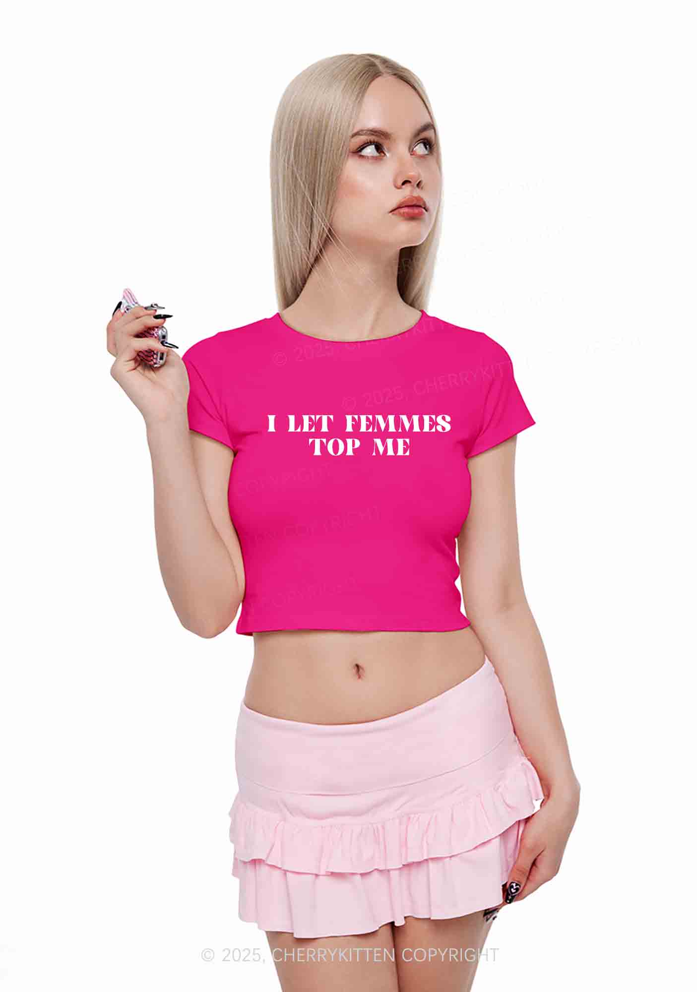 I Let Femmes Top Me Y2K Valentine's Day Couple Shirt Cherrykitten