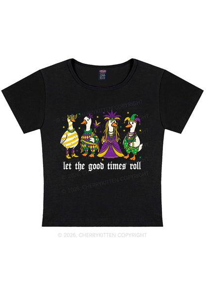 Let The Good Times Roll Y2K Baby Tee Cherrykitten