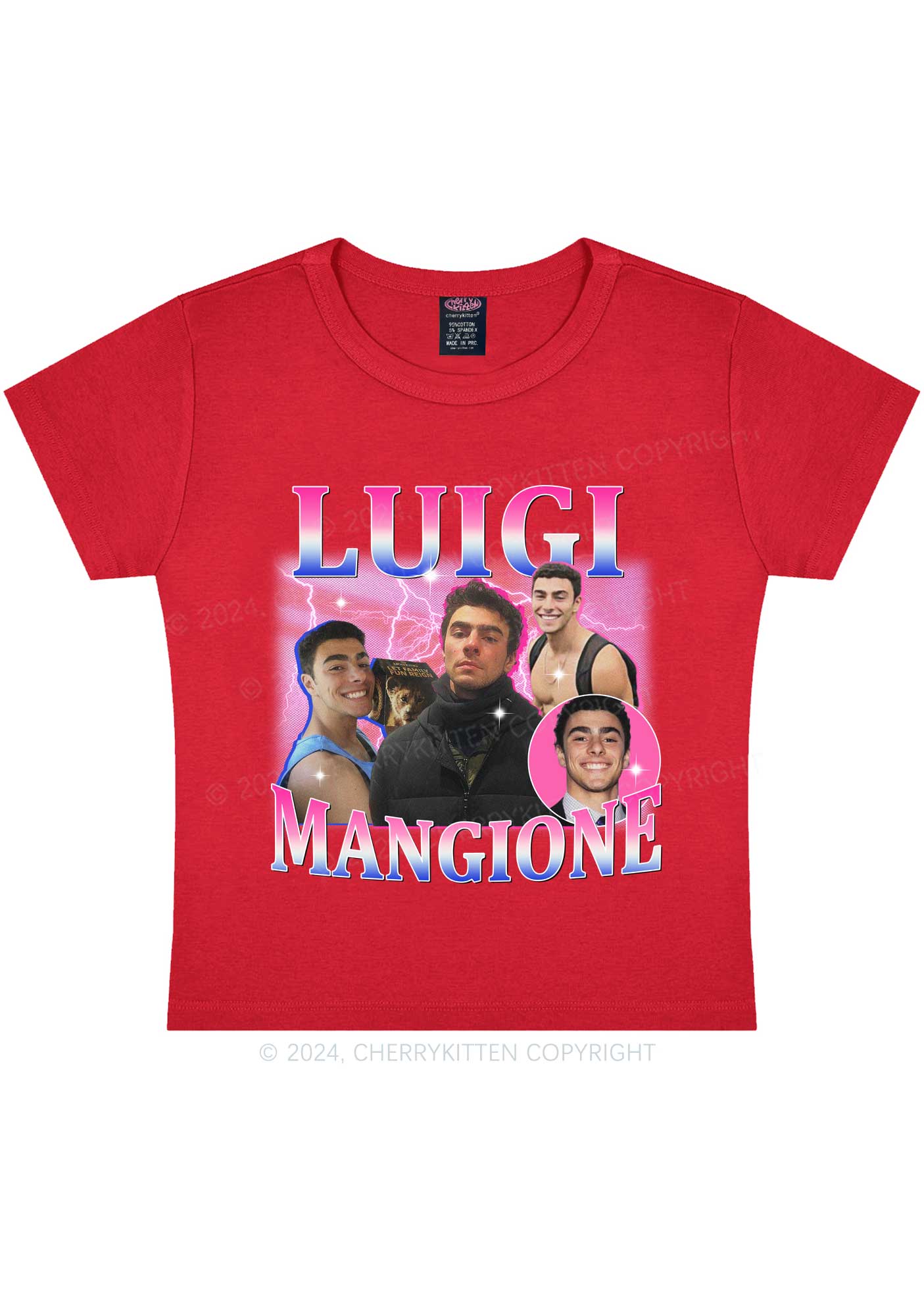 Bluepink Luigi Portrait Y2K Baby Tee Cherrykitten
