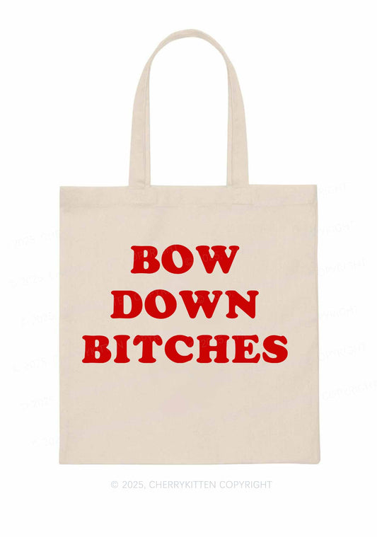 Bow Down Bxxches Pride Y2K Canvas Tote Bag Cherrykitten