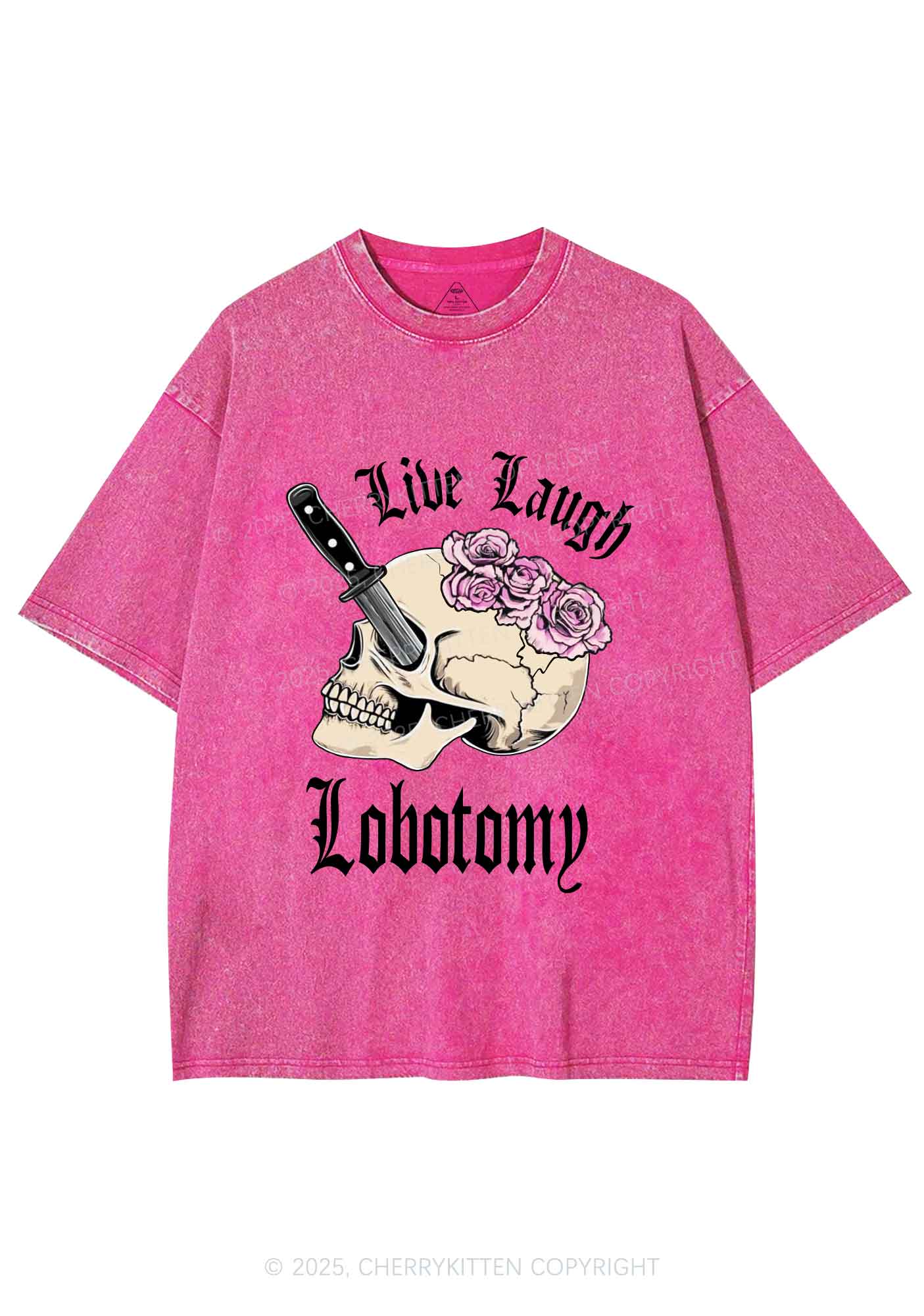Live Laugh Lobotomy Skull Y2K Shirts Washed Tee Cherrykitten