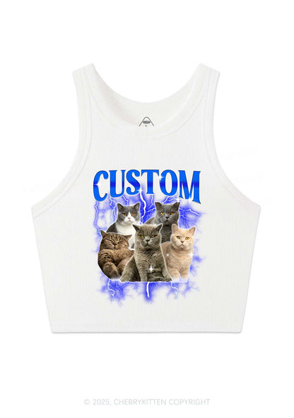 Custom Collage Pet Photo Y2K Crop Tank Top Cherrykitten
