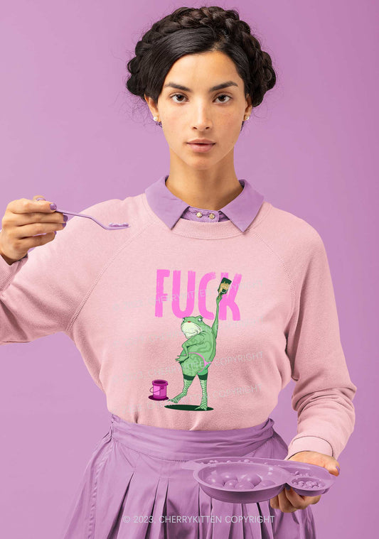 Frog Painting Fxck Y2K Sweatshirt Cherrykitten