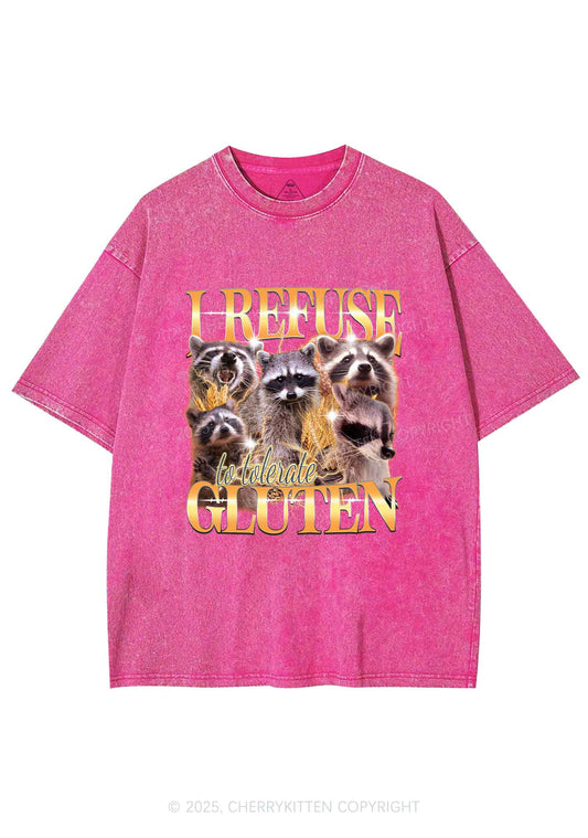 Raccoons Refuse Tolerate Gluten Y2K Shirts Washed Tee Cherrykitten
