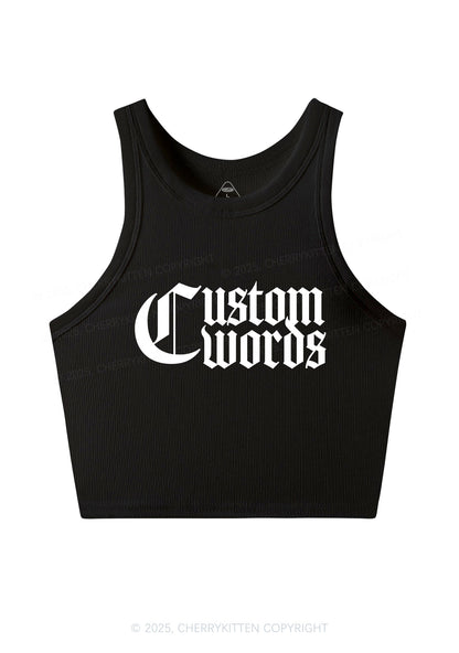 Custom Text Gothic Font Y2K Crop Tank Top Cherrykitten