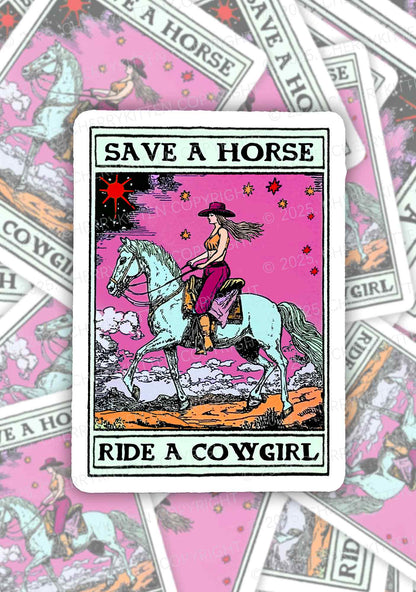 Save Horse Ride Cowgirl Pride 1Pc Y2K Sticker Cherrykitten