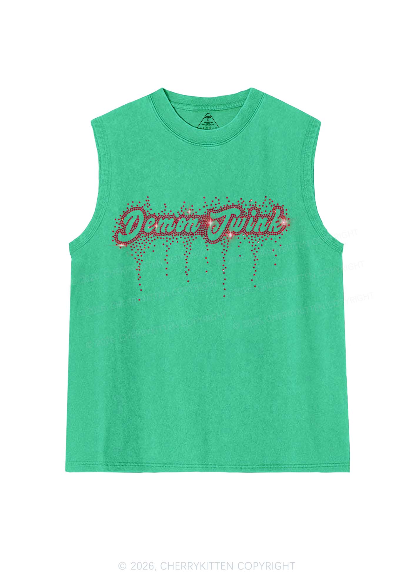 Rhinestone Demon Twink Pride Y2K Washed Muscle Tank Cherrykitten