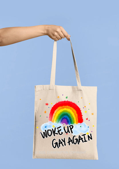 Woke Up Gay Again Y2K Canvas Tote Bag Cherrykitten