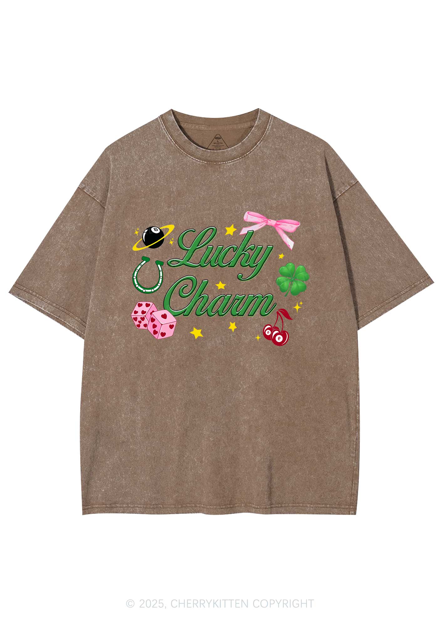 Lucky Charm St Patricks Y2K Washed Tee Cherrykitten