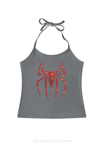 Rhinestone Red Spider Y2K Halter Neck Cami Cherrykitten