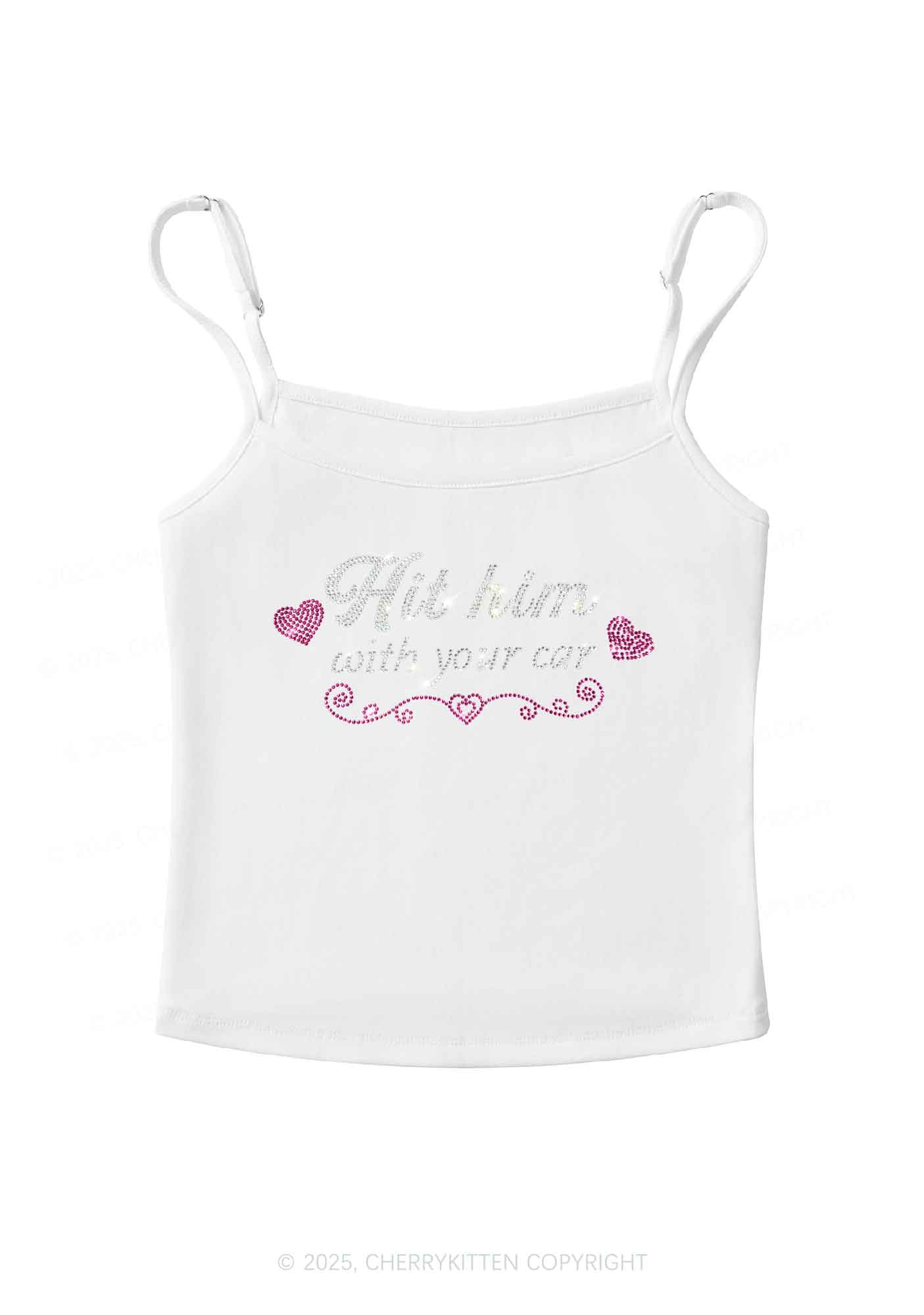 Rhinestone Hit Him Y2K Spaghetti Strap Cami Cherrykitten
