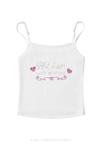 Rhinestone Hit Him Y2K Spaghetti Strap Cami Cherrykitten