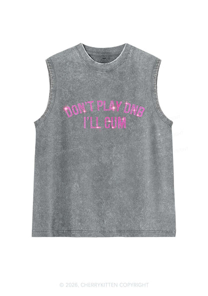 Rhinestone Dont Play DNB Y2K Washed Muscle Tank Cherrykitten