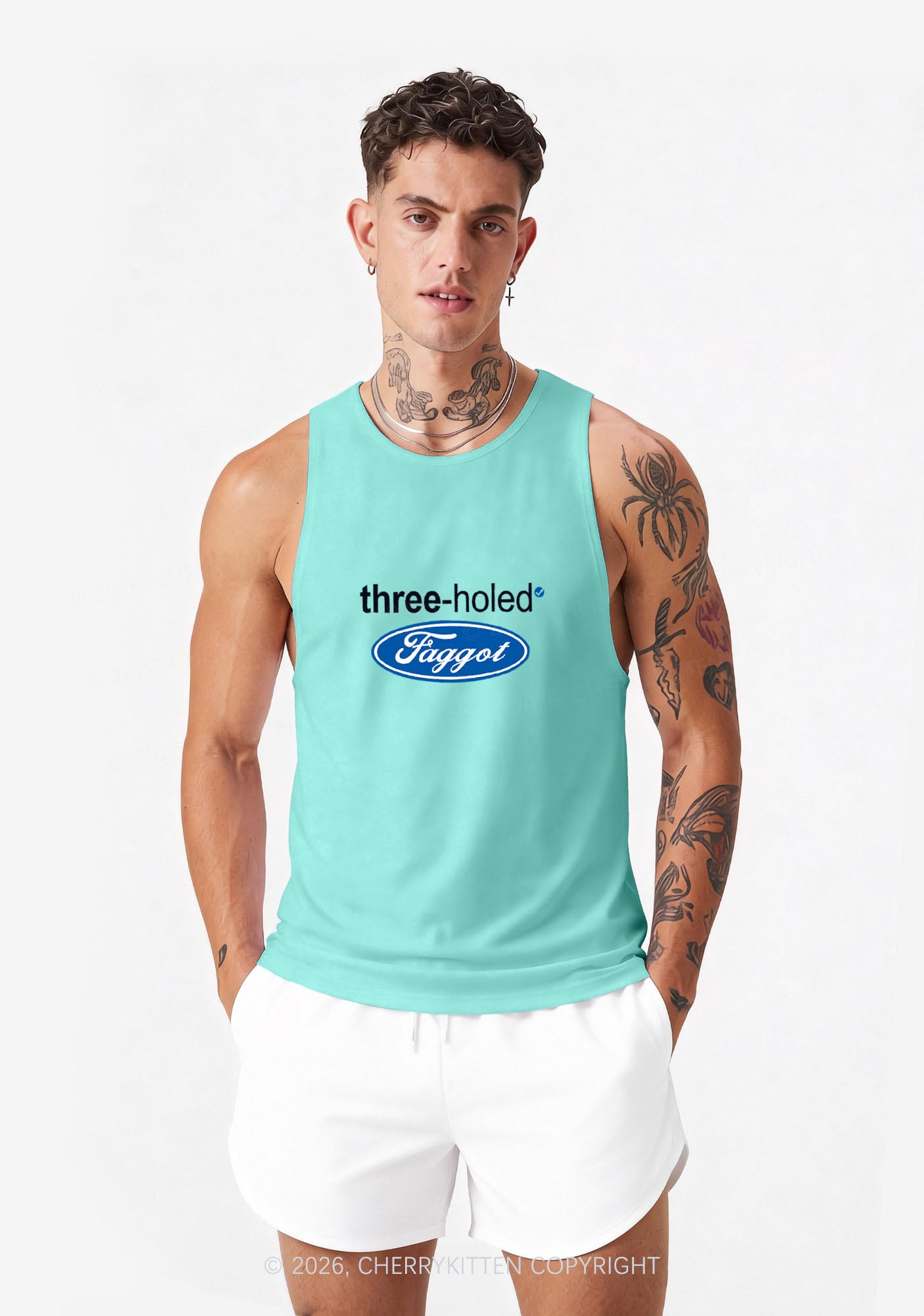 Three Holed Faggot Pride Y2K Men Racerback Tank Top Cherrykitten