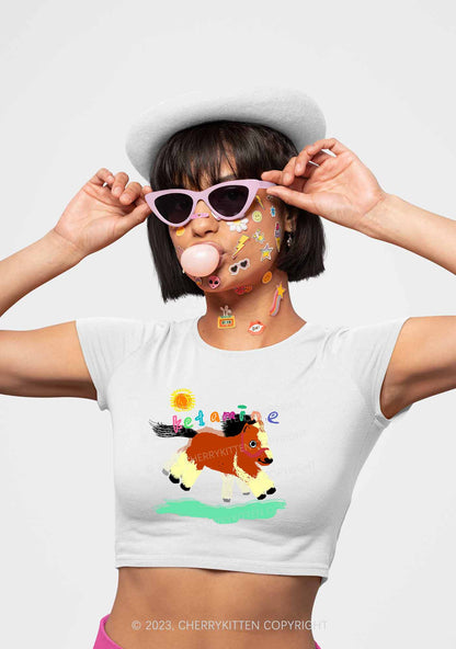 Delusional K Horse Y2K Baby Tee Cherrykitten