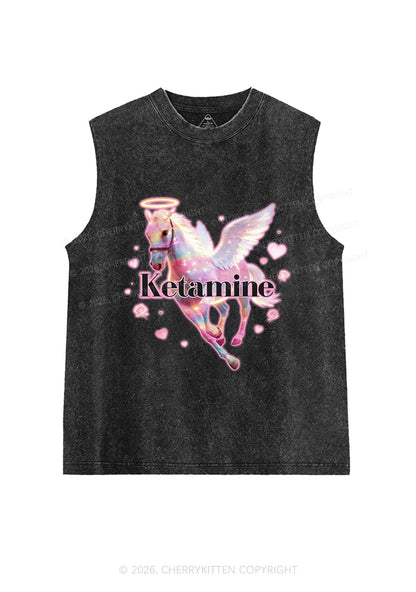 Angel K Horse Valentine's Day Y2K Washed Muscle Tank Cherrykitten