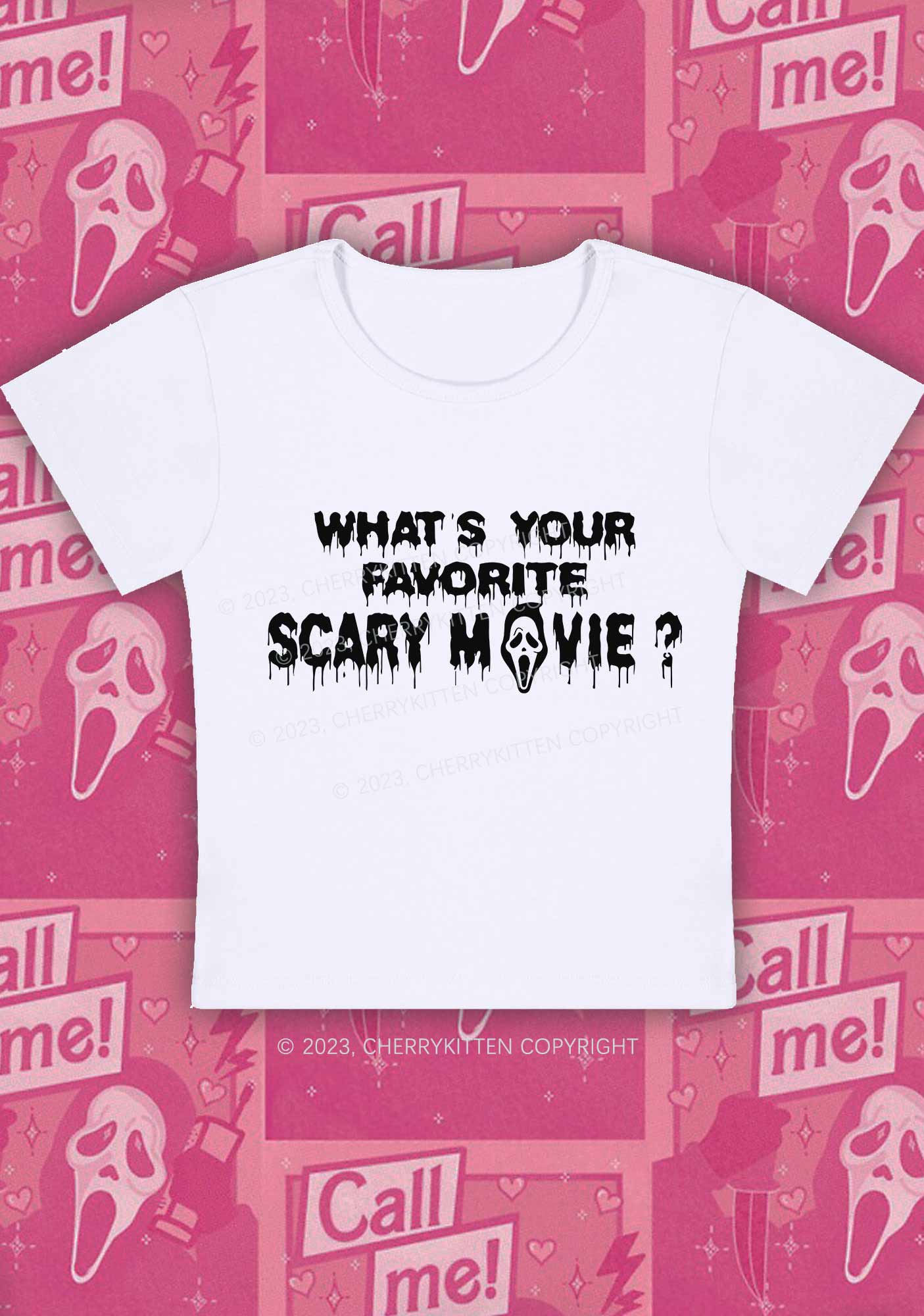 Halloween What's Your Favorite Scary Movie Y2K Baby Tee Cherrykitten
