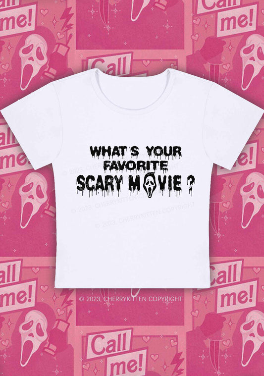 Halloween What's Your Favorite Scary Movie Y2K Baby Tee Cherrykitten