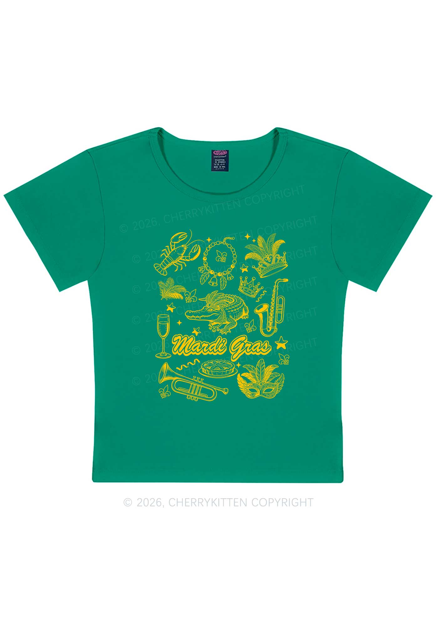 Mardi Gras Symbols Y2K Baby Tee Cherrykitten