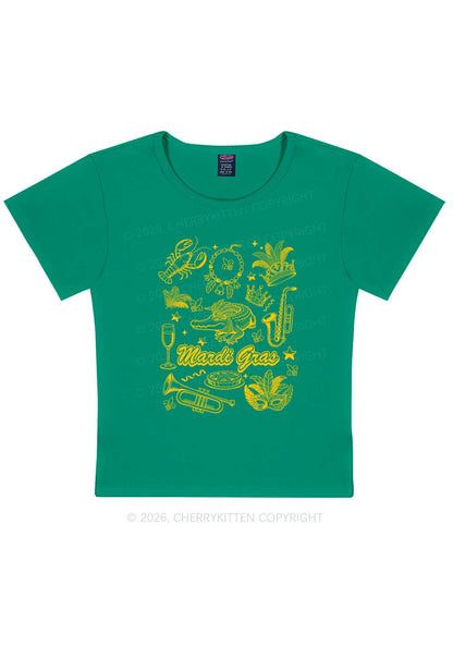 Mardi Gras Symbols Y2K Baby Tee Cherrykitten