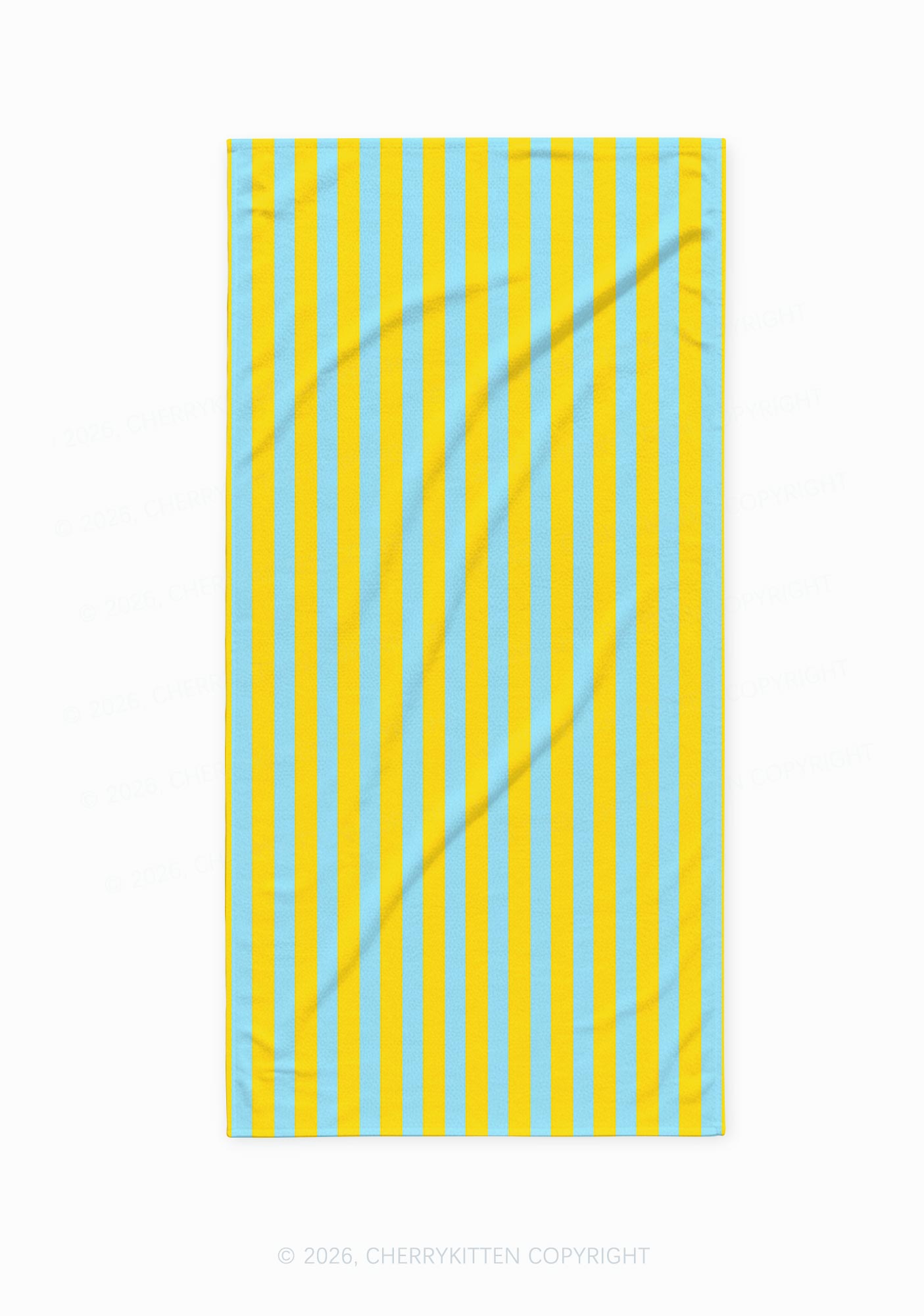 Blue And Yellow Stripes Y2K Beach Towel Cherrykitten