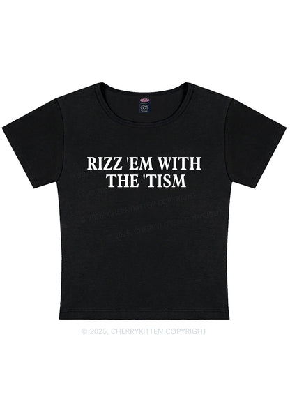 Rizz With Tism Y2K Baby Tee Cherrykitten