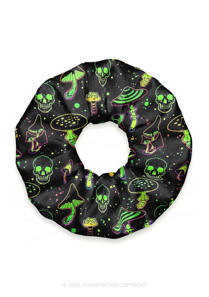 Neon Skull Mushroom Y2K Hair Scrunchie Cherrykitten