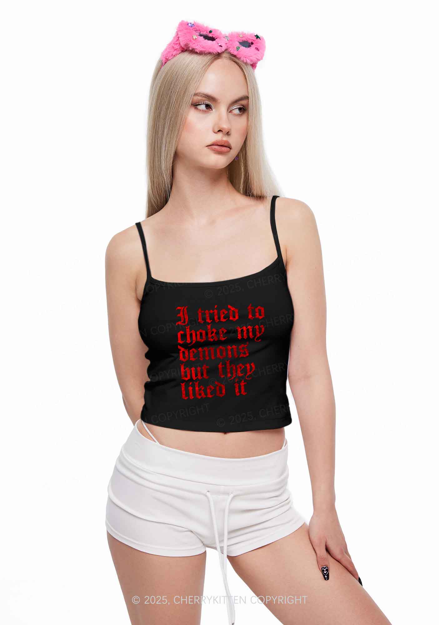 Halloween Choke Demons They Liked Y2K Spaghetti Strap Cami Cherrykitten