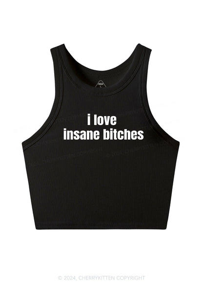 I Love Insane Bxxches Y2K Valentine's Day Crop Tank Top Cherrykitten