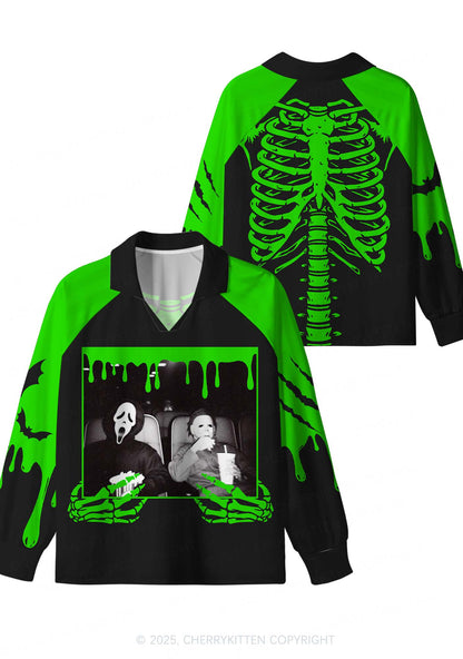 Halloween Watching Movie Y2K Sport Long Sleeve Jersey Shirts Cherrykitten